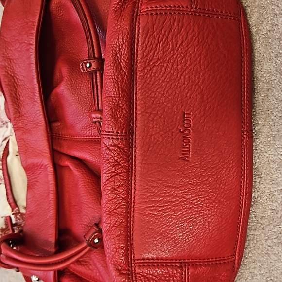 Vintage Allison Scott Red Leather Hobo Bag Purse - Picture 9 of 14